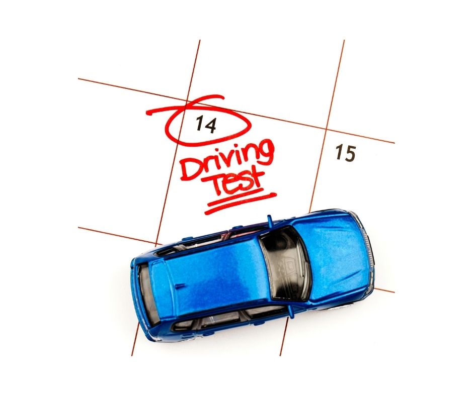 A graphic showing a car over a calendar date with the words "Driving Test" written on the date.